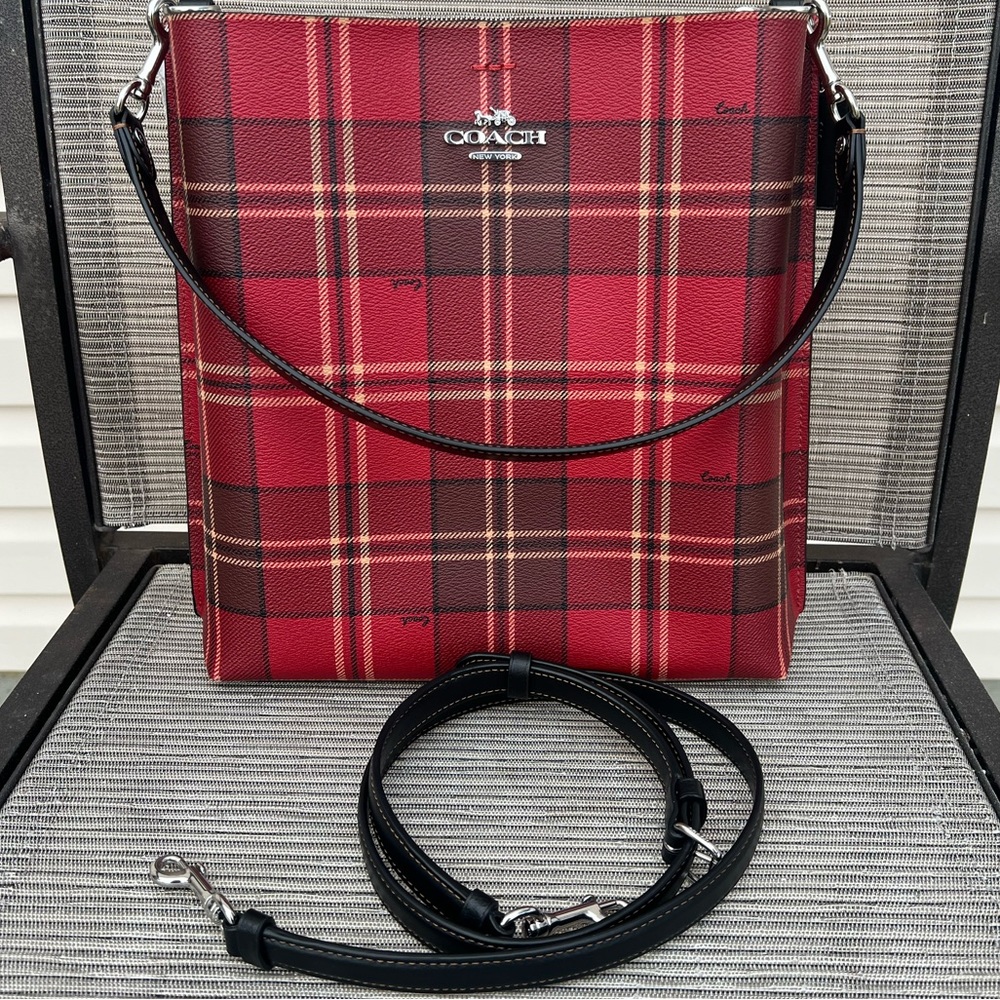 Coach Mollie Bucket Bag With Tartan Plaid Print